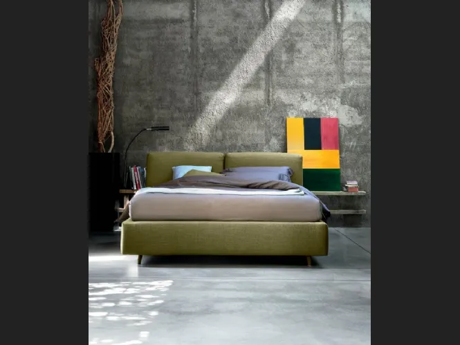 Letto con box contenitore in tessuto imbottito Kuna di Bontempi Letti Design