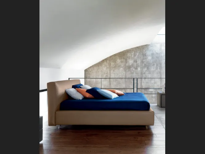 Letto con box contenitore in tessuto imbottito Kuna di Bontempi Letti Design