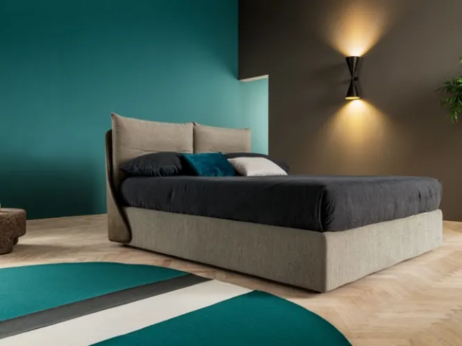 Letto in pelle e tessuto con box contenitore Milo di Ennerev